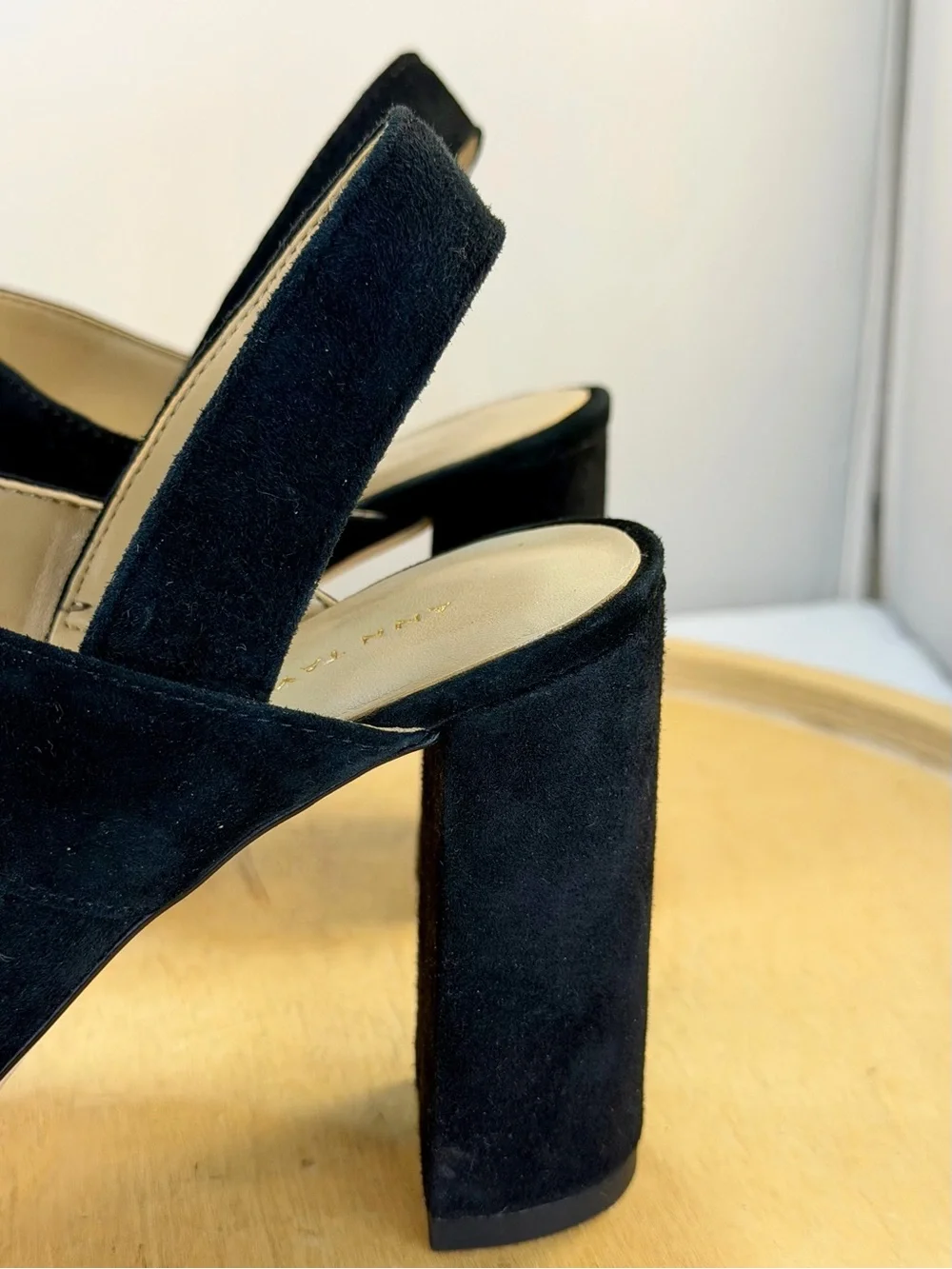 Ann Taylor Black Suede Block Heel Slingback Sandals